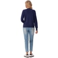 thumbnail image 5 of JWD Women Open Front Cardigan Buttons Long Sleeve Lightweight Knit Sweater Navy Blue XL, 5 of 6