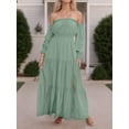 thumbnail image 7 of Weardear Summer Maxi Dress Sexy Flowy Ruffle Long Sleeve Off Shoulder Boho Dress for Women, 7 of 7