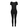 thumbnail image 6 of pstuiky Women's Jumpsuits, Solid Color Slim Short Seamless Hip Lifting Outfits for Vacation Simple Womens Romper Black L, 6 of 6