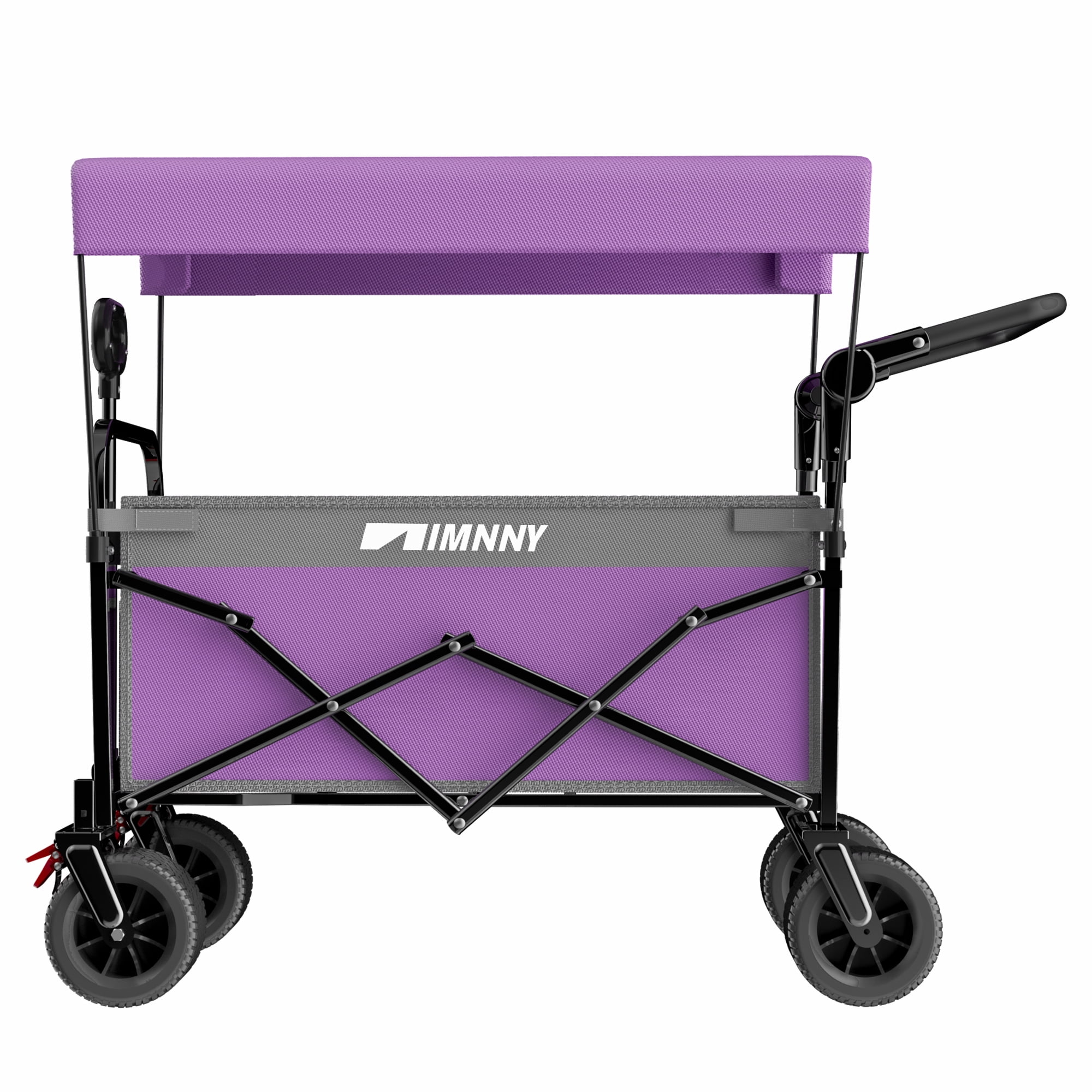 Push and Pull Wagon with Detachable Canopy All-Terrain Wheels 300 lbs Capacity 200L Grocery Pet Cart