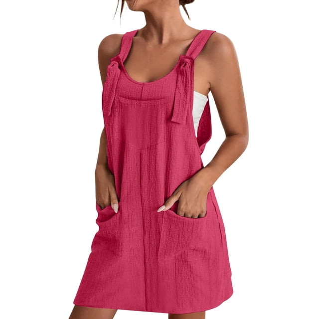 Outfmvch Robes d'Été pour Femmes 2024 Robe Violette pour Femme Robes pour Femmes 2024 Robe Soleil Couleur Unie Coupe Active Régulière Sans Manches Légère Col Rond Violet 3TG