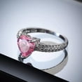 thumbnail image 2 of Pink Love Heart Cubic Zircon Band Womens 925 Silver Engagement Ring Size 6-10, 2 of 5
