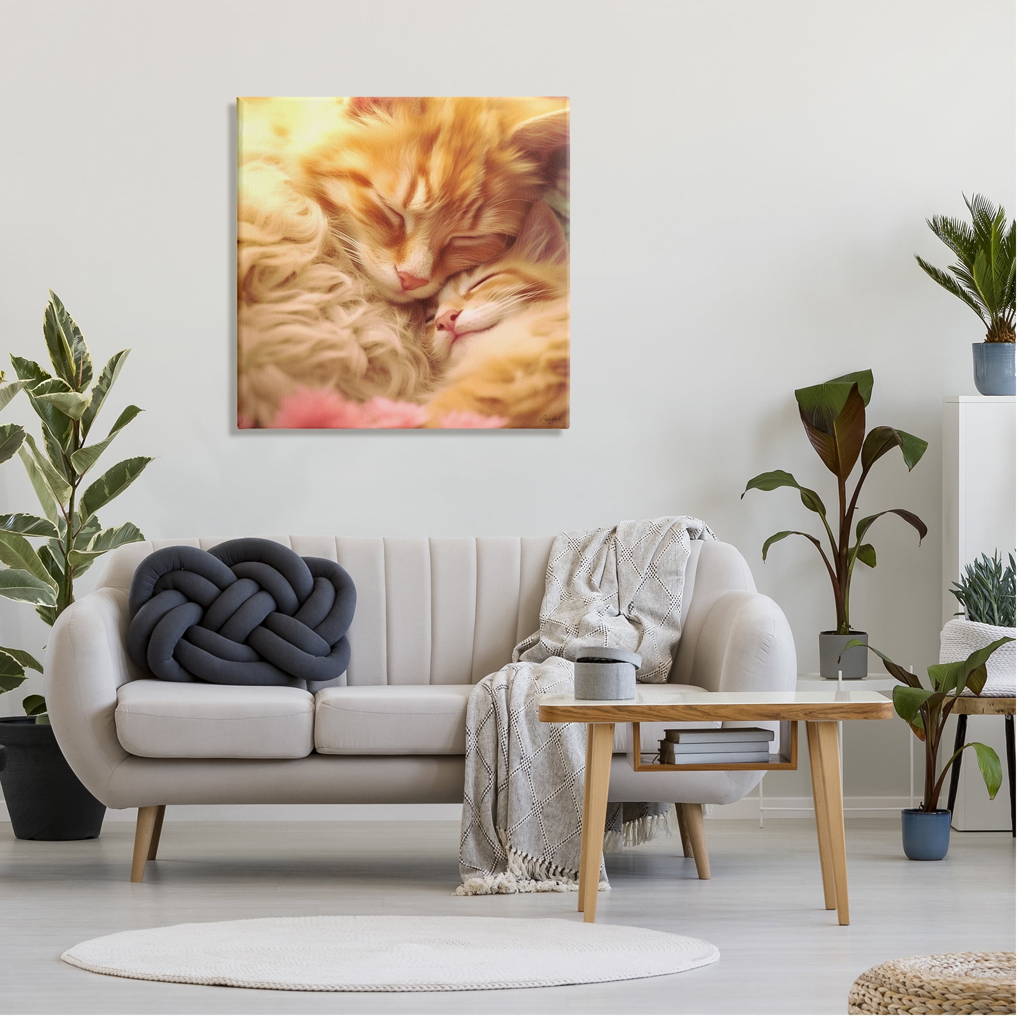 Stupell Industries Sleeping Orange Cats Animals & Insects Painting Gallery Wrapped Canvas Art Print Wall Art, 30 x 30