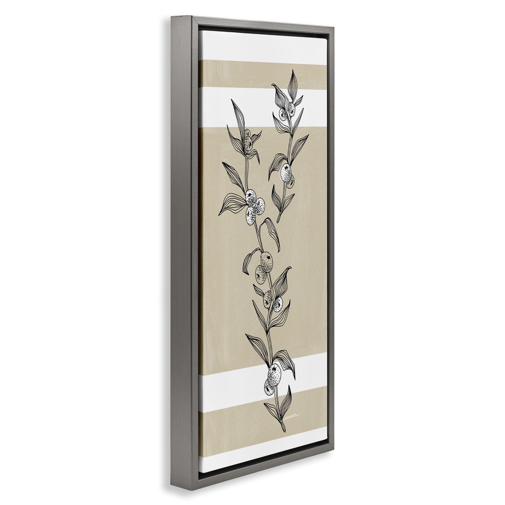 Stupell Industries Sweet Orange Spig Plants & Flowers Painting Gray Floater Framed Canvas Art Print Wall Art, 11 x 25