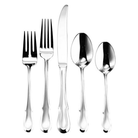 Ginkgo Stainless Steel Pendulum - Ginkgo Celine Platinum Stainless Platinum Accent Finish Flatware - Set of 20