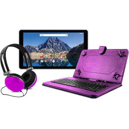 Ematic 10.1" Quad-Core Tablet Bundle 16Gb Storage, Bluetooth - Purple EGQ236BDPR
