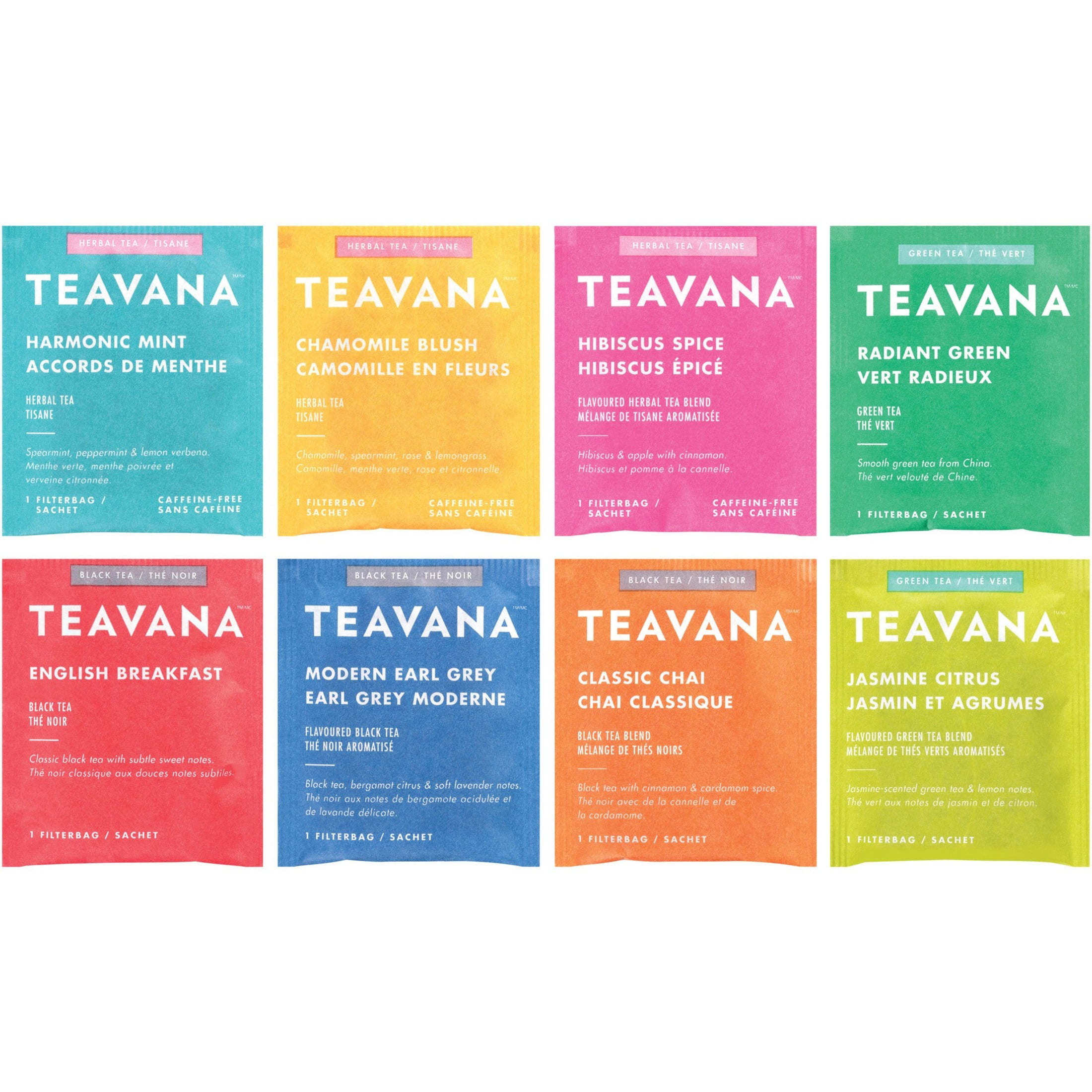 Teavana Assorted Tea Collection, English Breakfast, Earl Grey, Radiant