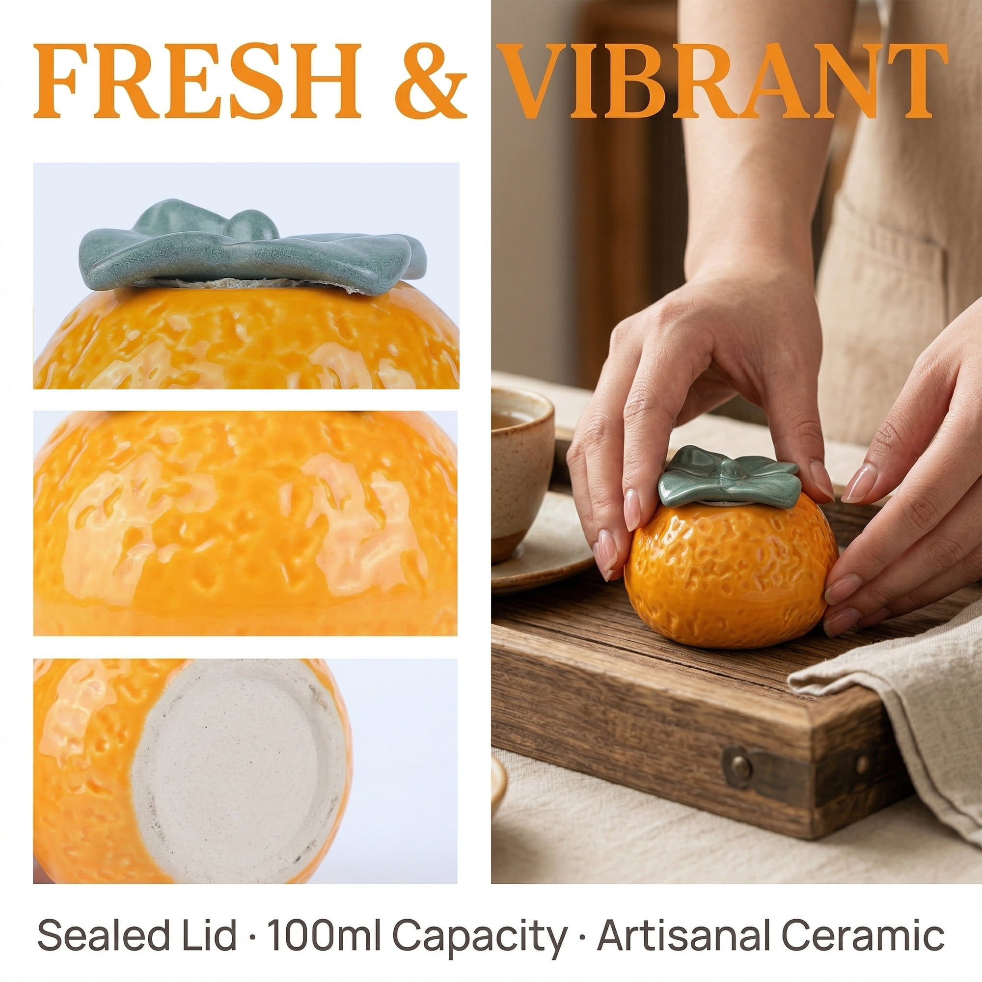Unique Bargains Pumpkin Ceramic Jar with Airtight Lid for Fall Decor Orange Shape 2.8in