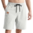 thumbnail image 3 of Men's Drawstring Pockets Elastic Waist Shorts for Casual Beach White XXL, 3 of 9