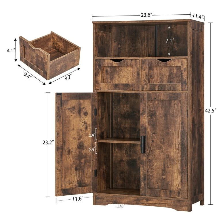 FANGSUM Wooden Storage Cabinet with 2 Adjustable Drawers and