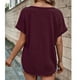 thumbnail image 5 of Camisa de verano roja oscura con botón delantero y comodidad transpirable, camiseta de manga corta con cuello en V en talla XL, 5 of 7