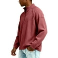 thumbnail image 4 of Qwertyu Men Quarter Zip Pullover Waffle Shirts Casual Stand Collar Thermal Long Sleeve Sweatshirt 1/4 Zipper Winter Warm Polo Shirts Wine S, 4 of 6