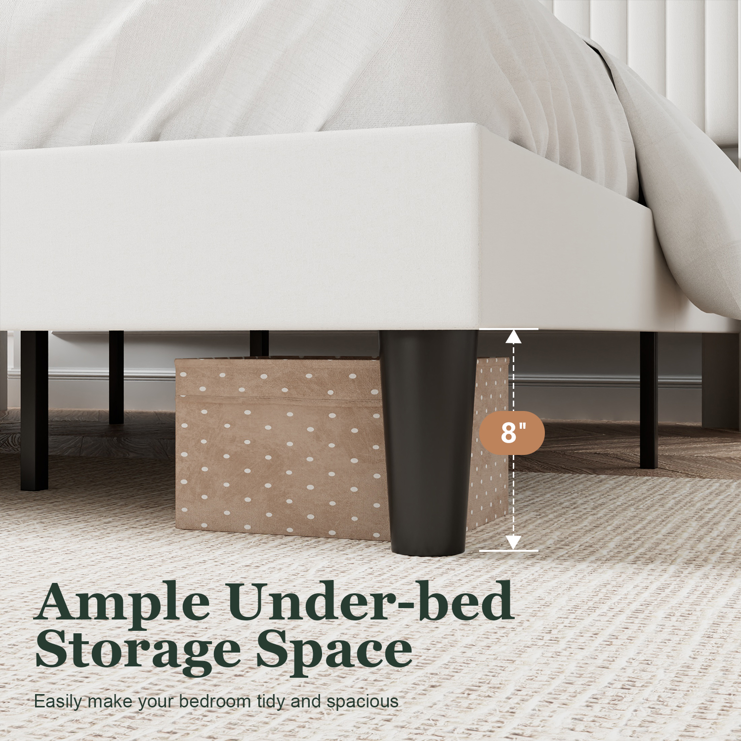 Amolife Queen Size Velvet Upholstered Bed with Wingback photo 3