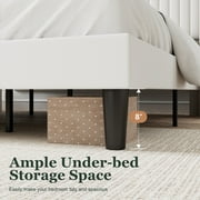 Amolife Queen Size Velvet Upholstered Bed with Wingback Headboard, Off-white