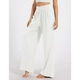 thumbnail image 5 of Alsol Lamesa Womens Activewear Wide Leg Pants High Waist Daily Wear Beach Trousers Cotton Linen Pants with Pockets White S, 5 of 6