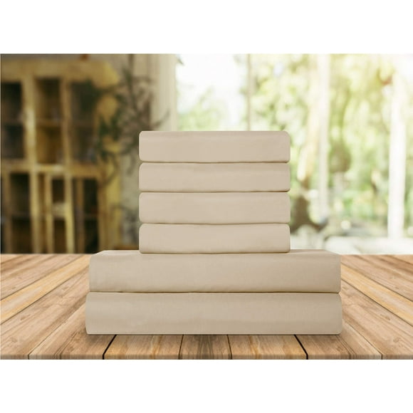 Elegant Comfort Luxury Soft Bed Sheets 1500 Thread Count Percale Egyptian Quality Softness Wrinkle and Fade Resistant (6-Piece) Bedding Set, King, Linen Cream