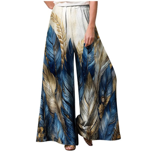 ICHUANYI Clearance Women Fashion Casual Printing Elastic Waist Loose Full Length Pants ICHUANYI "ICHUANYI"