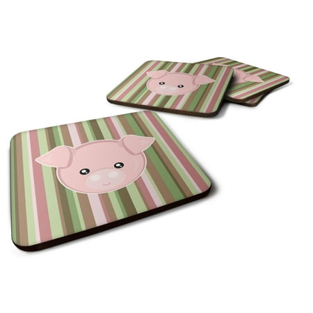 

Carolines Treasures BB6930FC Pig Face Foam Coaster Set of 4 3 1/2 x 3 1/2 multicolor