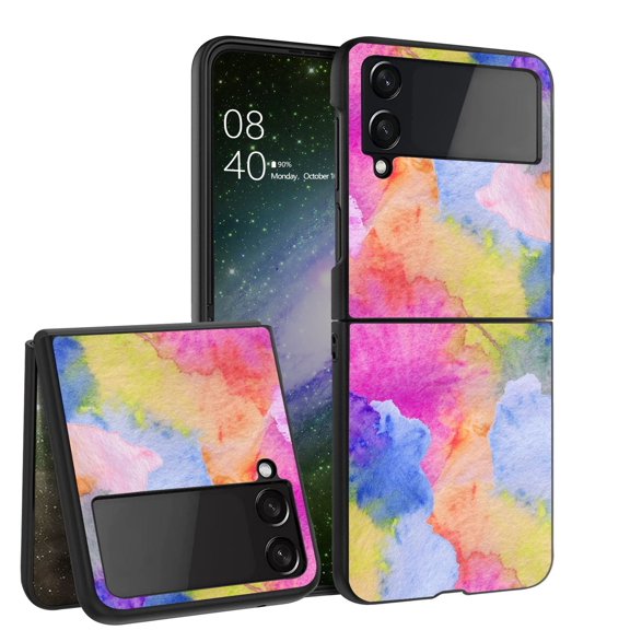 ANJ  Hard Protective Printed Case Cover Compatible with Samsung Galaxy Z Flip 4 - Abstract Colors