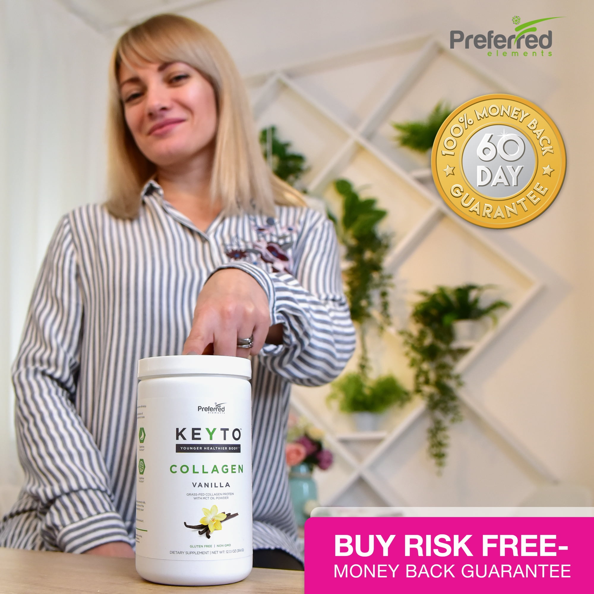 KEYTO Keto Collagen Protein Powder with MCT Oil Powder – Perfect for Low-Carb Diet Vanilla 11.9 oz