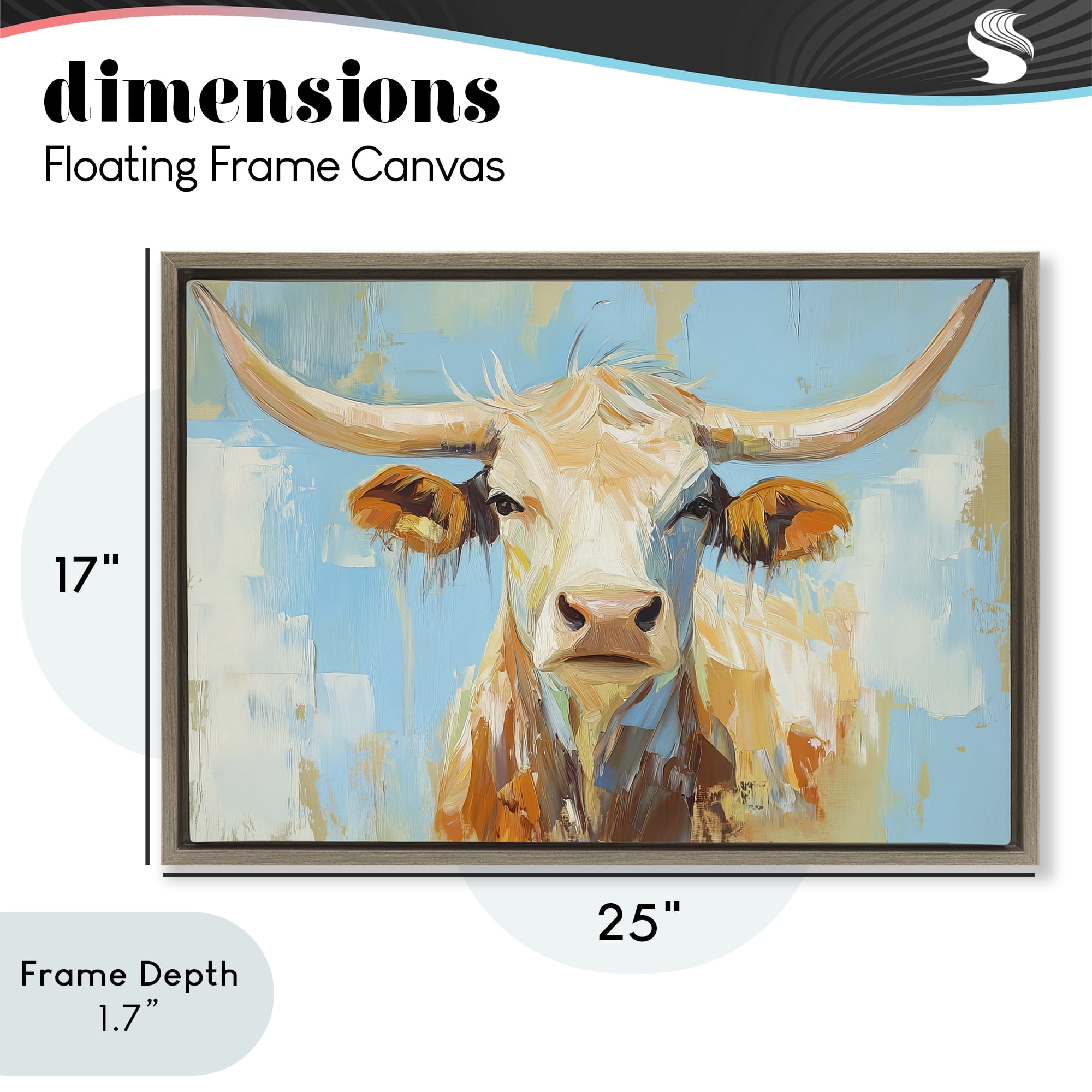 Stupell Industries Abstract Texas Longhorn Brown Framed Floater Canvas Wall Art, design by Tina LeCour