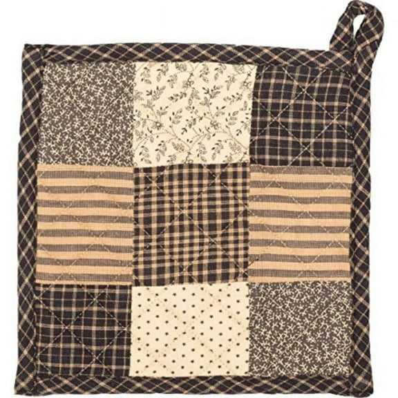 VHC Brands, Kettle Grove, Cotton, 8x8, Patchwork Blocks, Pot Holder, Black