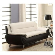 Kingway Furniture Oreon Faux Leather Living Room Sofa - Black/Beige