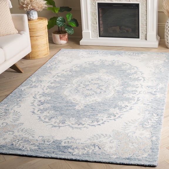 Safavieh Ebony Lynwood Medallion Area Rug, Dark Blue/Ivory, 6' x 6' Square