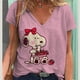 thumbnail image 5 of Camisetas de moda para mujer, lindas camisetas con estampado de Snoopy para niña, ropa informal holgada de verano de estilo Harajuku, camisetas de manga corta con cuello en V estilo Kawaii, 5 of 5