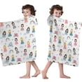 thumbnail image 4 of Princess Carriage Castle Pattern Hooded Bath Towel，50"x30" for Ages 3 To 12 Kids, Quick Dry Lightweight Soft Microfiber Hood Beach Towel Cover Up for Kids, 4 of 7