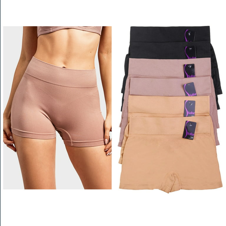 Women Seamless Boyshorts Panties Boxer Brief Underwear, S M L XL, Lot of  5-10