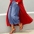 thumbnail image 2 of ASDFVBKG Wide Leg Jeans for Women High Waisted Stretchy Denim Crop Pants Casual Cropped Baggy Jeans with Pockets Blue XXL, 2 of 5