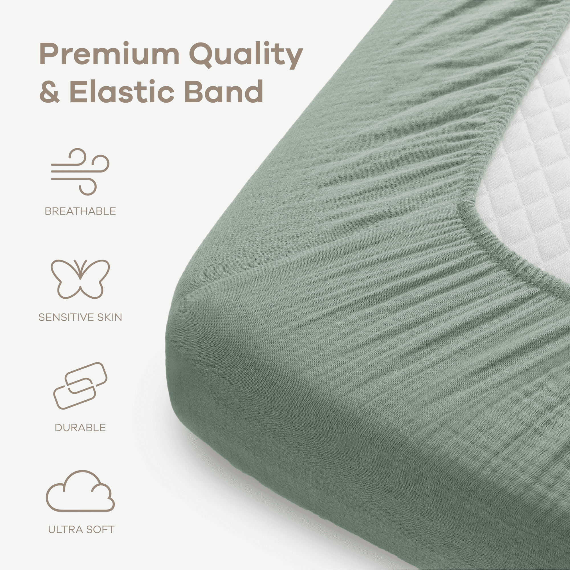 Comfy Cubs Muslin Crib Sheet, 100% Muslin Cotton Crib Sheets for Standard Crib Mattresses (Fern)