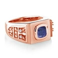 thumbnail image 3 of Gem Stone King 2.04 Ct Cushion Blue Lapis 18K Rose Gold Plated Silver Men's Ring (Size 13), 3 of 4