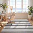 thumbnail image 3 of Design&I 8'x10' Washable Area Rug Sleek Flatweave Pet Friendly Striped Farmhouse Front Ticking Varied Band Widths Borders Minimalist for King Size Bedroom, Under Bed, 3 of 7