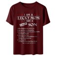 thumbnail image 4 of Camiseta de manga corta con estampado de letras y cuello redondo suelto a la moda de verano para mujer Pompotops hfajkhk134029, 4 of 4