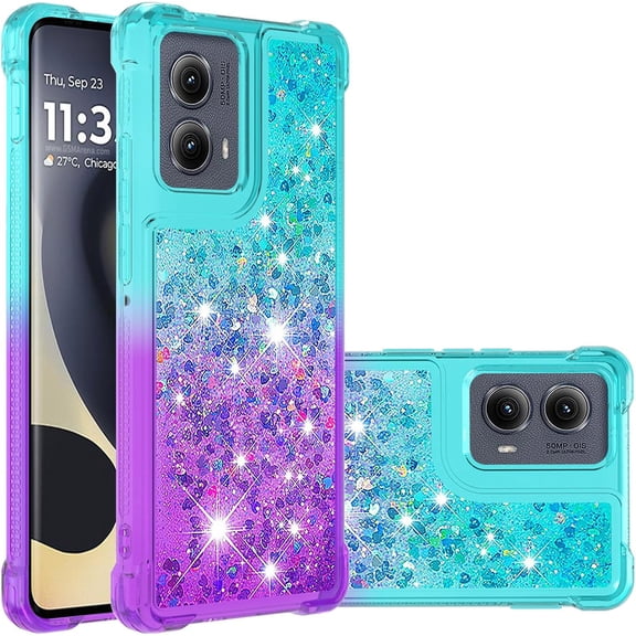 Case for Motorola Moto Edge 5G 2024 Case Girls Women,Liquid Glitter Shockproof Back Cover Soft TPU Bumper Silicone Slim Protective Cover for Moto Edge 5G 2024 Gradient Blue