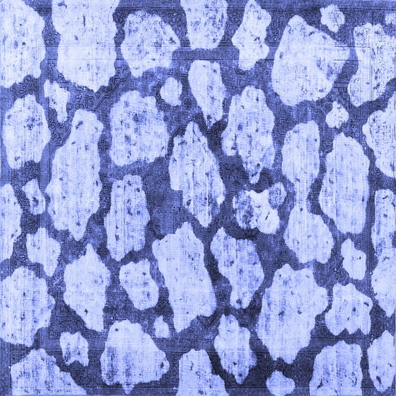 Ahgly Company Machine Washable Indoor Square Abstract Blue Contemporary Area Rugs, 5' Square