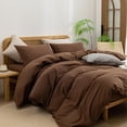 thumbnail image 4 of BESTOUCH Duvet Cover Set Queen 100% Washed Cotton Linen Feel Soft Chic Lightweight 3Pcs (Cocoa Brown, 90"x90"), 4 of 8