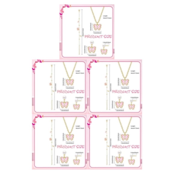 crativent Elegant Kids Butterfly Necklace Bracelet Earrings Set Safe And Reliable Accessories For Girls 5Set