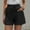 Black, variant on MRULIC pants for women Women Casual Loose Shorts Elastic Waist Summer Pockets Solid Linen Pants Plus Size Pants Black + XXL