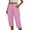Pink, variant on ShomPort Drawstring Capris for Women with Pockets Below Knee Length Breathable Cotton Linen Pants