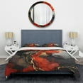 thumbnail image 3 of Designart "Marble Volcano Fiery Red and Gold VI" Abstract Painting Bedding Covert Set - Abstract Red Modern Bed Set With 2 Shams, 3 of 5