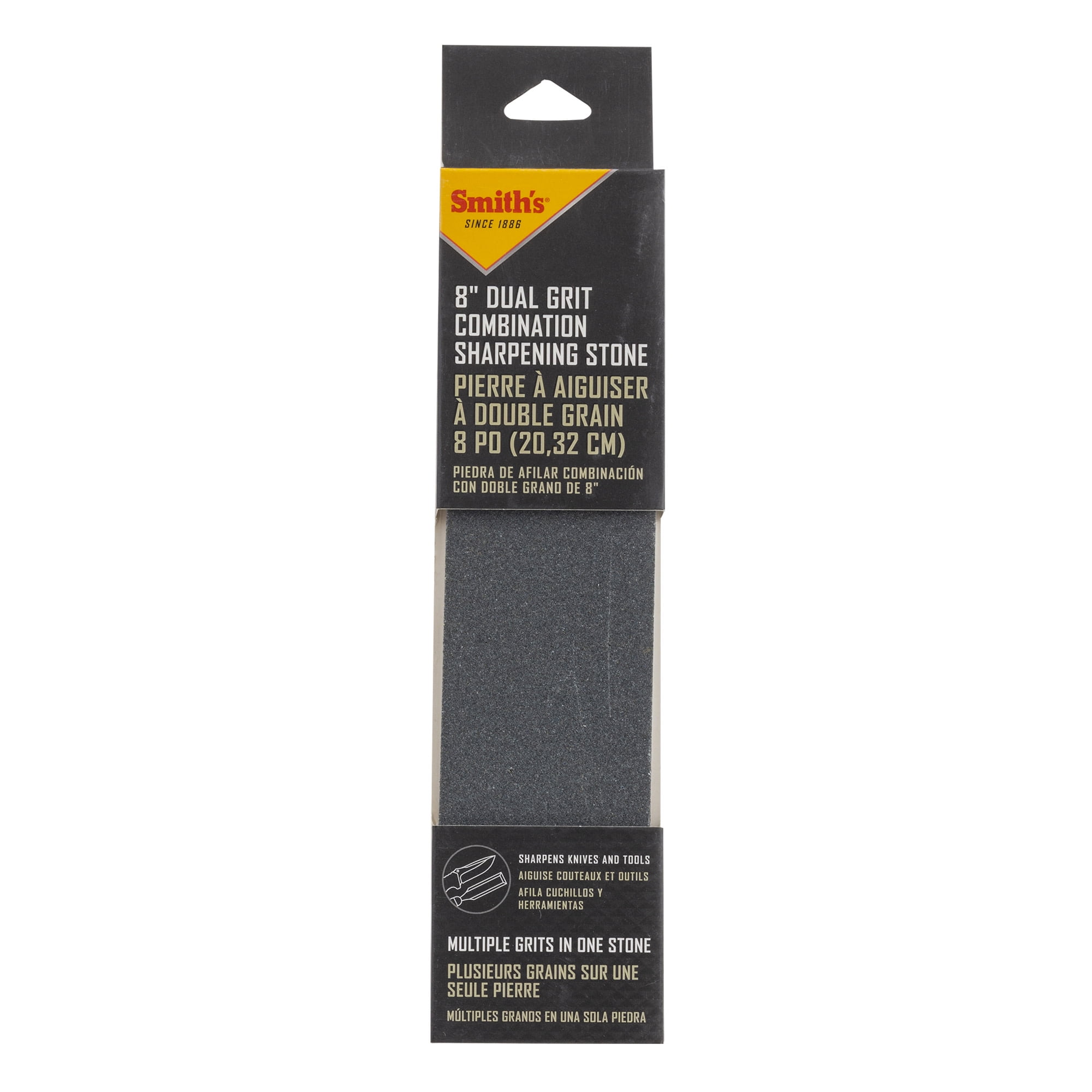 Smith's 50821 8” Dual Grit Combination Sharpening Stone – Gray – 8