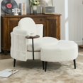 thumbnail image 6 of Barara King Modern Comfy Arm Chair, Reading Chair,42.5" Single Sofa Chair with Cresent-Shaped Footstool, White, 6 of 11