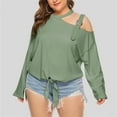 thumbnail image 2 of ZyeKqe Plus Size Cold Shoulder Tops for Women Long Sleeve Shirts Front Going out Tops Loose Fitting Blouses Size L-4XL, 2 of 3