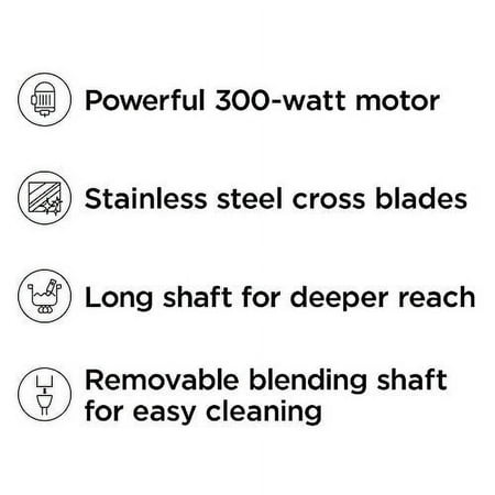 Chefman - Immersion Stick Hand Blender with Stainless Steel Blades - BLACK