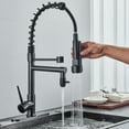 thumbnail image 2 of Matte Black Kitchen Faucet Single Handle Pull Down Sprayer Spring Mixer W/ Cover, 2 of 14