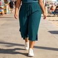 thumbnail image 4 of Ltctricy Plus Size Pants for Women Casual Drawstring Loose Capri Pants with Pockets Elastic Waist Crop Trousers, 4 of 7