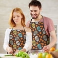 thumbnail image 5 of Brown Skull Marigold Pattern Apron-Garden Aprons for Women with Pockets-Cotton Linen Waterproof Kitchen Cooking Gardening Aprons Adjustable for Kitchen,Cooking,BBQ and Salon 33x27 Inch, 5 of 7